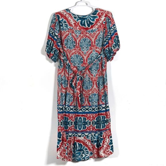 Figueroa & Flower Midi Dress Womens Sz XL Floral Belted Short Sleeve Boho - Picture 5 of 13